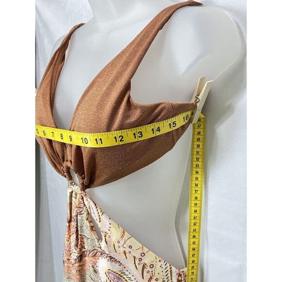 P2F Power 2 the Flower Womens Medium Copper Bathing One Piece Cut Out Swim‎ Suit - Picture 2 of 7